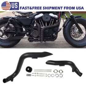 100% Mt12080151 2 Inch Exhaust Pipes With Torque Cone Black Fits For Harley Sportster Softail 1984-24