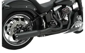 1800-1511 Bassani Xhaust Black Road Rage Power 2into1 Exhaust 86-17 Harley Softail Twin Cam Evo