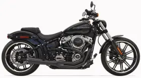 1s62rb Bassani Xhaust Road Rage Exhaust With Short Megaphone Black Harley Softail Flsb/flsl/fxfb
