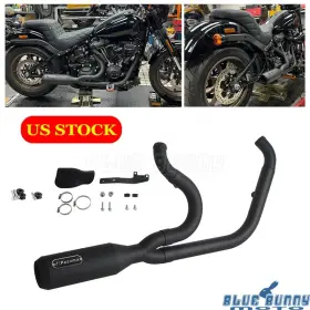 Us-em-3409-bk Bluebunnybike Slip On Exhaust Pipe For Harley Street Bob Fxbb Flsl Flde Fat 2018-2025