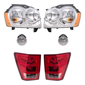 Brock 2222-0051lrc6 6 Piece Set Of Headlights Fog Lights And Tail Fit 2005-2006 Grand Cherokee