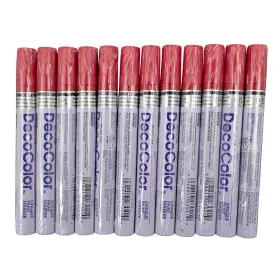 Ads0907r Brock 12 Pc Set Red Decocolor Paint Marker Pens Broad Line Point Glossy Opaque On