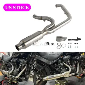 Us-em-3401-sr Cadiaracing For Harley Fat Bob Fxfb Fxfbs Low Rider Fxlrs Fxlrst 2-into-1 Exhaust System Kit