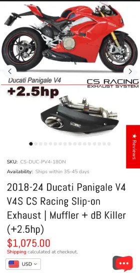 Cs-duc-pv4-18on Cs Racing 2018-2024 Ducati Panigale V4 Exhaust Slip-on Used Great Condition
