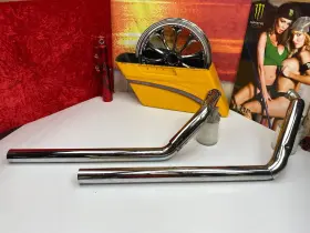 18474 Cycle Shack 84-06 Poker Harley Softail Dyna Staggered Exhaust Drag Pipes By Vance And Hines