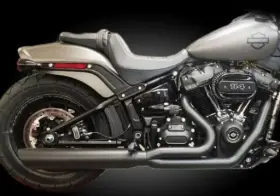 638z-31b D&d Fat Cat Black 2 1 Exhaust 2018 Up Harley Softail Wide Tire Models