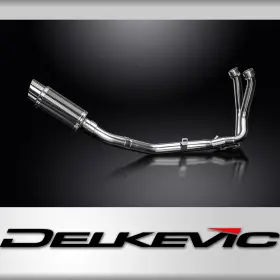 Com01jg Delkevic Full Exhaust With 8 Inch Round Carbon Fiber Muffler For Cb750 Hornet
