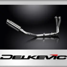 Com02jg Delkevic Full Exhaust With 8 Inch Round Stainless Steel Muffler For Cb750 Hornet