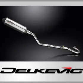 Delkevic Com22fy Full Exhaust With 13.5 Inch Xoval Brushed Steel Muffler For Klr650