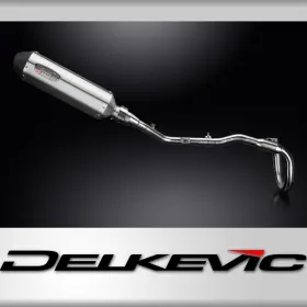 Com22hf Delkevic Full Exhaust With 13.5 Inch Xoval Brushed Stainless Muffler For Klx230s