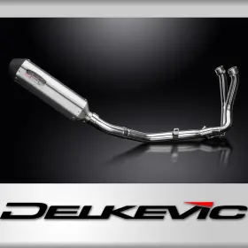 Com22jg Delkevic Full Exhaust With 13.5 Inch Xoval Brushed Stainless Muffler For Cb750 Hornet