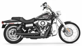 Hd00393-hd Freedom Performance Black Staggered Duals By Hd00393 Harley Softail 1987-2016