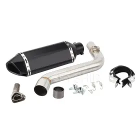 Gfyship 768604486193 Motorcycle Black Exhaust Tips With Mid Link Pipe For Suzuki Dr650se 1996-2024