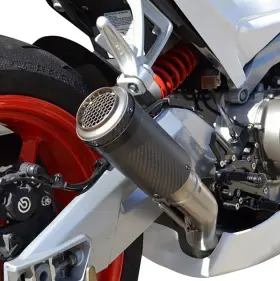Hotbodies Racing 12101-2405 Stinger Full Exhaust System Matte Carbon Fiber Aprilia Rs 660