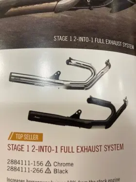 2884111-156 Indian Motorcycle Stage 1 2-into-1 Full Exhaust System-chrome #2884111-156