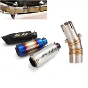 Hpmppi015-a Ko Lightning Ko077 For Kawasaki Er6n 2012-2016 Exhaust System Mid Link Pipe Black Mufflers Silencer