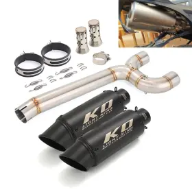 Ko Lightning Hpmppi040-d Ko067-k Slip For Yamaha Fz6 Fz6n Fz6s 2004-2011 Exhaust Mid Link Pipe Dual Black Muffler