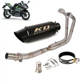 Hpmppi102-a Ko Lightning Ko077 For Kawasaki Ninja 250 400 Z250 Z400 2017-2022 Exhaust Header Pipe Black Muffler