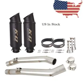 Hpmppi135-b Ko Lightning Ko077 Vstrom 1000 For Suzuki Dl1000 2002-2013 Exhaust Mid Pipe Black Mufflers Silencer