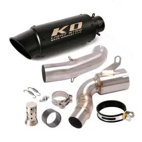 Hpmppi184-h Ko Lightning Pi039-t Ko077 Modified Exhaust System Mid Pipe Black Mufflers For Duke 250 390 Rc390 2021-2023