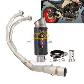 Ejiw32589 Kolightning Full System For Yamaha Yzf R3 2015-25 Mt-03 Exhaust Header Pipe Carbon Tips 51mm