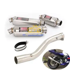 Ewnr47856 Kolightning For Honda Cbr600f4i 2001-2007 Slip On Exhaust System Mid Pipe Link Muffler Tips