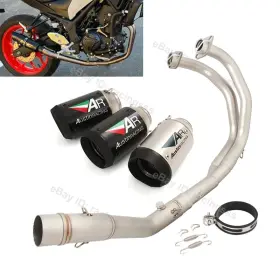 Kolightning Hq843915je Yzf R3 2015-2025 For Yamaha Mt-03 Mt25 Whole System Front Pipe Exhaust Tips 51mm