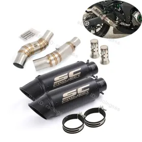 Us737859ka Kolightning Ninja 1000 2010-2025 For Kawasaki Z1000 Mid Link Pipe Exhaust Tips Black Muffler