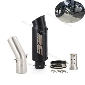 Kolightning Us798164ai 51mm For Kawasaki Ninja Zx6r Zx636 2009-2023 Exhaust Mid Link Pipe Black Muffler