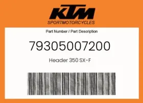 79305007200 Ktm Genuine Header 350 Sx-f -