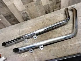 731sd40tc Lowbrow Customs Harley 86-11 Softail Used Chrome Shotgun Drag Pipes Chopper