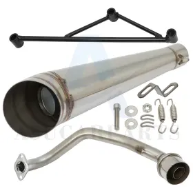Pop166sp85118dt Pop-speedyparts 1 Pcs Exhaust Muffler System For Most 125cc 150cc Gy6 Motorcycle Stainless Steel