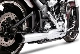 Rinehart 200-0202 - 2-into-1 Exhaust System Chrome With Black End Cap M8 Softail
