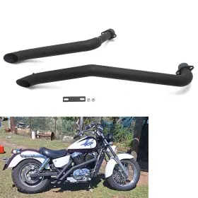 Tarazon Em-hon004-bla-0415 Dual Exhaust Pipes Muffler For Honda Vt 1100 Sabre Aero Spirit Shadow Steel