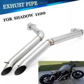 Tarazon Em-hon004-sil-227 Shadow 1100 Chrome Dual Exhaust Pipes Muffler For Honda Vt1100 Sabre Spirit Aero