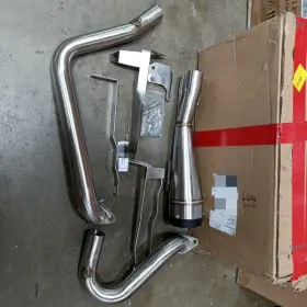 Em-id21c-003b-bru-ca Tarazon Brushed 2 Into 1 Shorty Exhaust Pipe For Indian Challenger 2020 2021 2022 2024