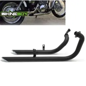 Em-yam001-bla-bk0403 Tarazon Dual Exhaust Muffler Pipe Silencer For Yamaha Virago V Star Xv250 Xv125 1988-up