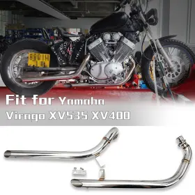 Em-yam002-sil-gsp Tarazon Dual Muffler Exhaust Pipes System Silencer For Yamaha Virago 535 Xv535 1987-2004