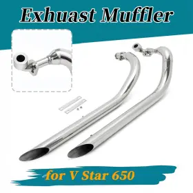 Em-yam005-sil-ef Tarazon Polish Exhaust Muffler Pipe Silencer For Yamaha Vstar 650 Dragstar Xvs650 Xvs400