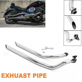 Tarazon Em-yam006-sil-0414 Exhaust Pipes Polish Silencer For Yamaha V Star 1100 Dragstar Xvs1100 Silverado
