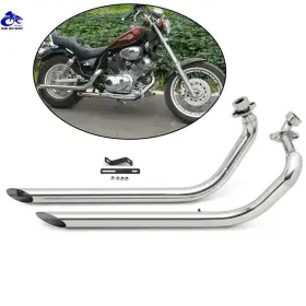 Em-yam007-sil-8261-0123 Tarazon Exhaust Pipes Muffler With Silencer Set For Yamaha Virago 750 1100 Xv750 Xv1100