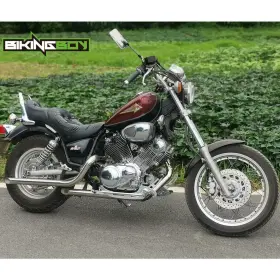 Em-yam007-sil-bk-0216 Tarazon Polished Staggered Full Shots Exhaust Pipe Silencer For Yamaha Virago 750 Xv750 Em-yam007-sil-bk-0216 Tarazon Polished Staggered Full Shots Exhaust Pipe Silencer For Yamaha Virago 750 Xv750