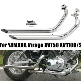 Em-yam007-sil-gsp Tarazon Virago 1100 750 Xv750 Xv1100 Polish Exhaust Pipe System With Silencer For Yamaha