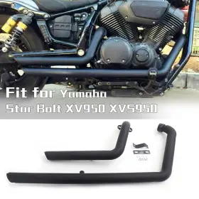 Em-yam008-bla-gsp-0420 Tarazon For Yamaha Star Bolt Xvs950 Xv950 Staggered Long Shorts Silencer Exhaust Pipe