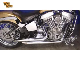 30-0667 V-twin 30-0556 Chrome 2 1/4 Inch Side Slash Style Drag Exhaust Pipe Set Harley Softail Fxst