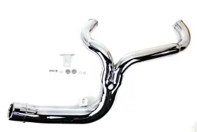 V-twin Manufacturing 29-0032 Flt 2 1 Lake Style Exhaust System Chrome For Harley Evo Cam 2007-2016
