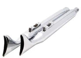 V-twin Mfg. 30-1606 36 Inch Chrome Fishtail Exhaust Slip On Mufflers Pipes 17-26 Harley Touring Bagger