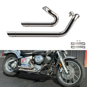Mai020002ch Vg Chrome Shortshots Staggered Exhaust Pipes For Yamaha V Star 650 Xvs650 Dragstar