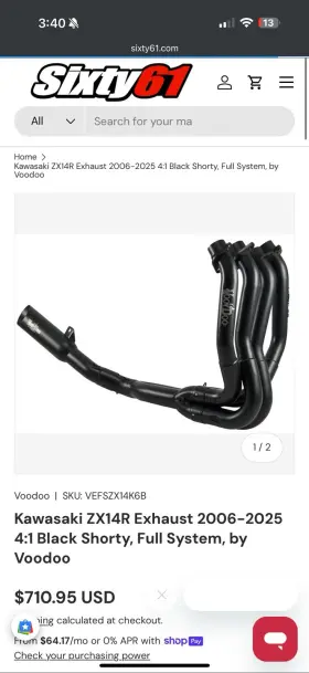 Voo.doo-zx14-vefszx14k6b Voo.doo Voodoo Exhaust Zx14 Zx14r 2006-2024 2025 Kawasaki 4 1 Full System Shorty Black