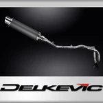 Delkevic Full Exhaust With 14 Inch Round Carbon Fiber Muffler For KLX230S. Fixed Price $429.99.